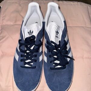 adidas Navy Suede Sneakers with White Stripes